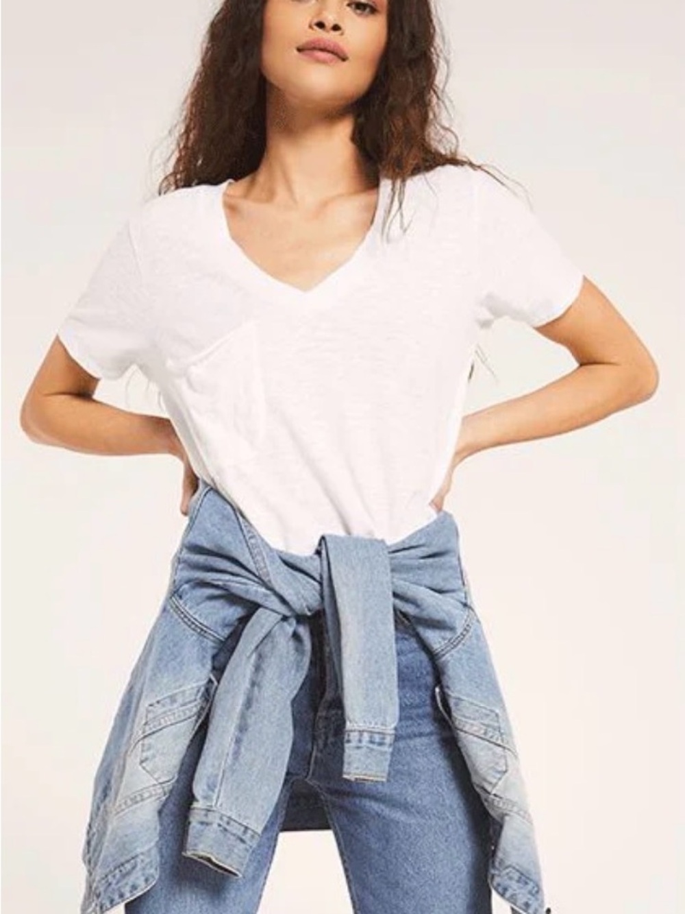 Z Supply White V-Neck Pocket Tee